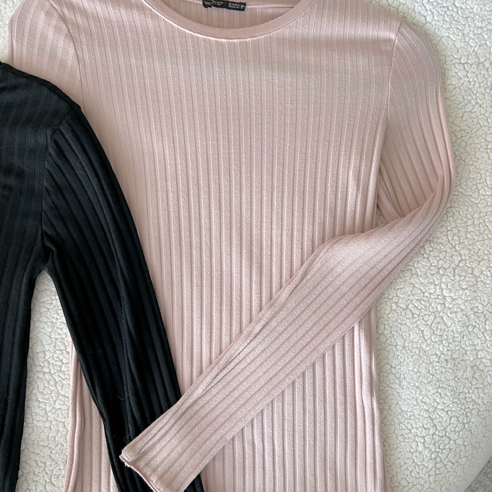 Zara Long Sleeve Ribbed Tops - Gem